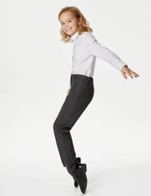 Pantalon fille coupe slim standard, idéal pour l'école - Grey