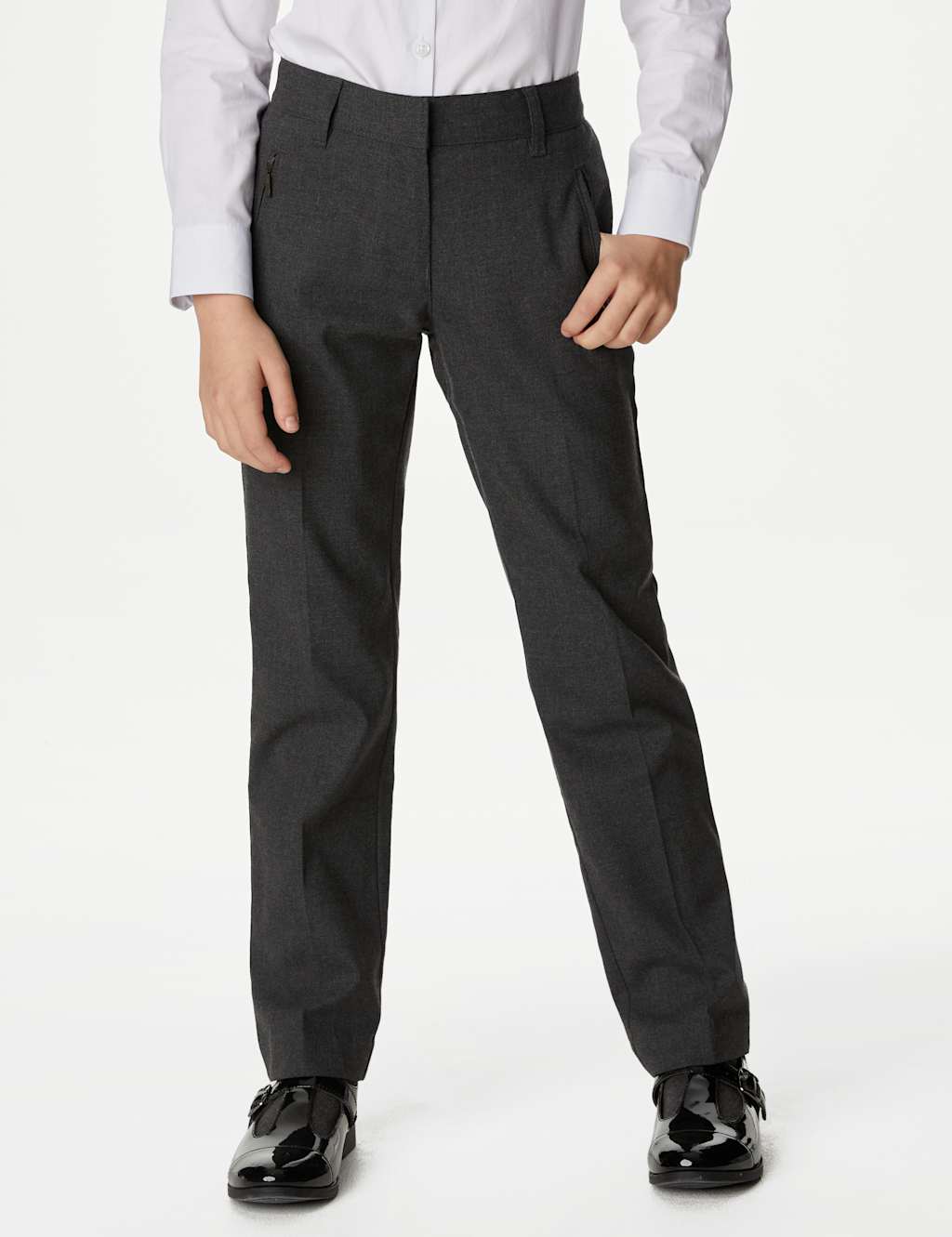 Girls' Slim Leg School Trousers (2-18 Yrs) image 2