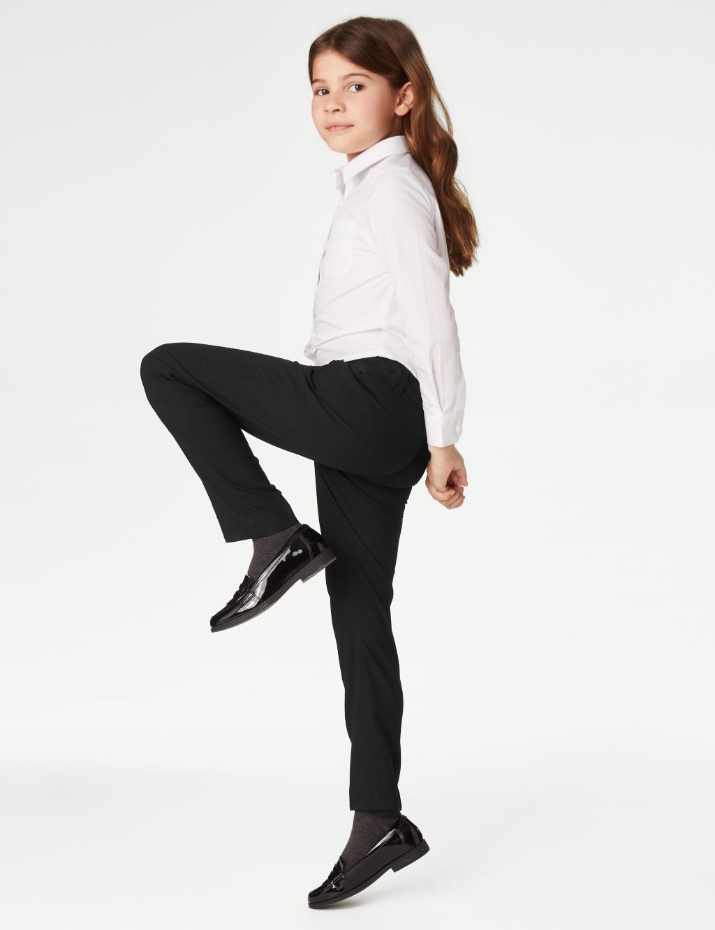 Girls' Slim Leg School Trousers (2-18 Yrs) image 1