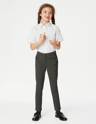 M&S Girls Super Skinny Leg Zip School Trousers (2-18 Yrs) - 9-10Y - Grey, Grey,Black