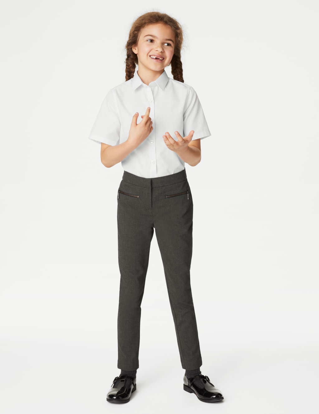 Girls' Super Skinny Leg Zip School Trousers (2-18 Yrs)