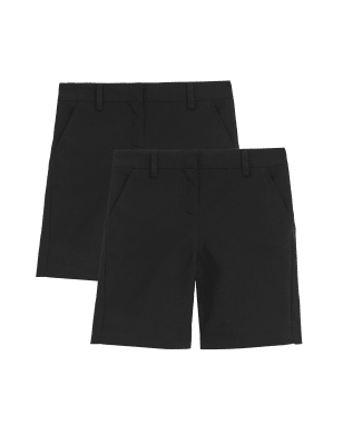 

M&S Collection Pack de 2 pantalones escolares slim cortos para chicas (2-16 años) - Black, Black
