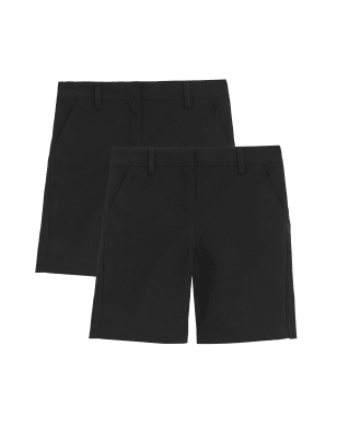 

M&S Collection 2er-Pack Schulshorts mit schmalem Bein für Mädchen (2-16 J.) - Black, Black