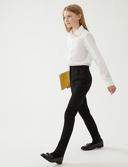 M&S Collection Girls High Waist Skinny School Trousers (9-18Yrs) - 17-18 - Black, Black