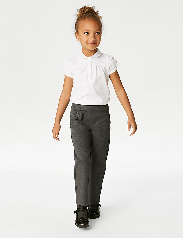 Girls' Jersey Bow School Trousers (2-14 Yrs) - DE