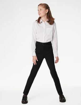 M&S Girls Girl's Skinny Leg Jersey School Trousers (9-18 Yrs) - 9-10Y - Black, Black