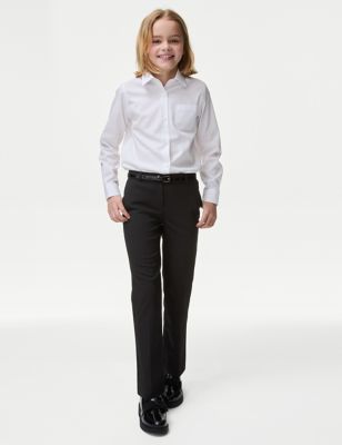 M&S Girls Slim Leg Belted School Trousers (2-18 Yrs) - 3-4 Y - Black, Black