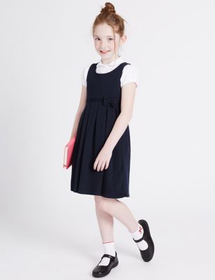Ζέρσεϊ αμάνικο σχολικό φόρεμα με φιόγκο για κορίτσια (2-12 ετών) - GR