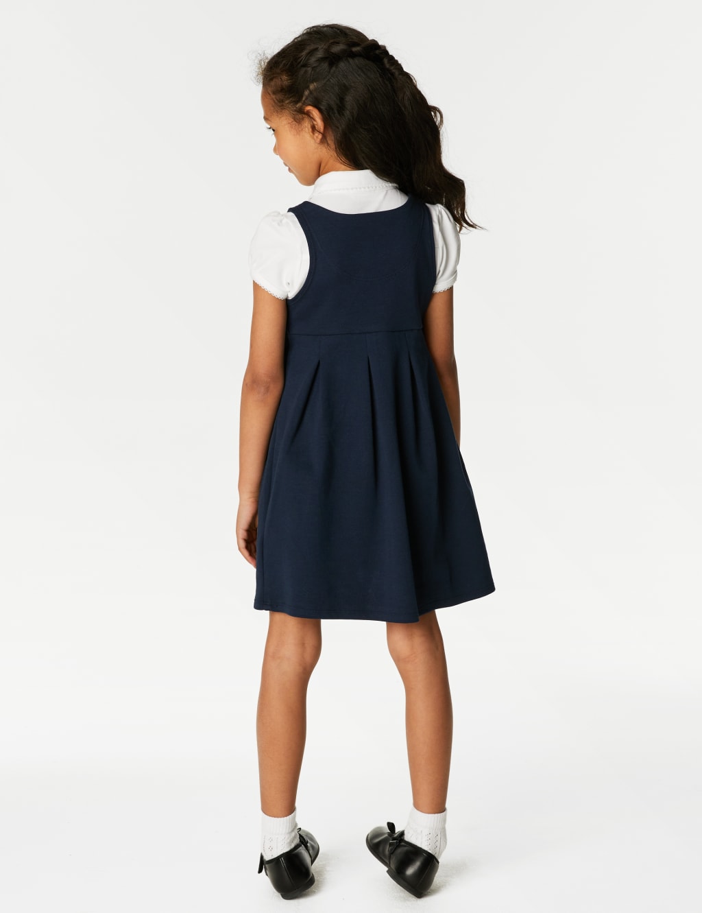 Girls navy school pinafore top