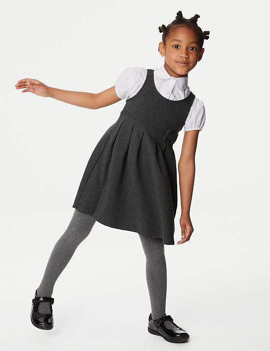 Ζέρσεϊ αμάνικο σχολικό φόρεμα με φιόγκο για κορίτσια (2-12 ετών)