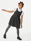 שמלת סינר מבד ג'רסי לבית הספר לבנות עם סרט (2-‏12 שנים)