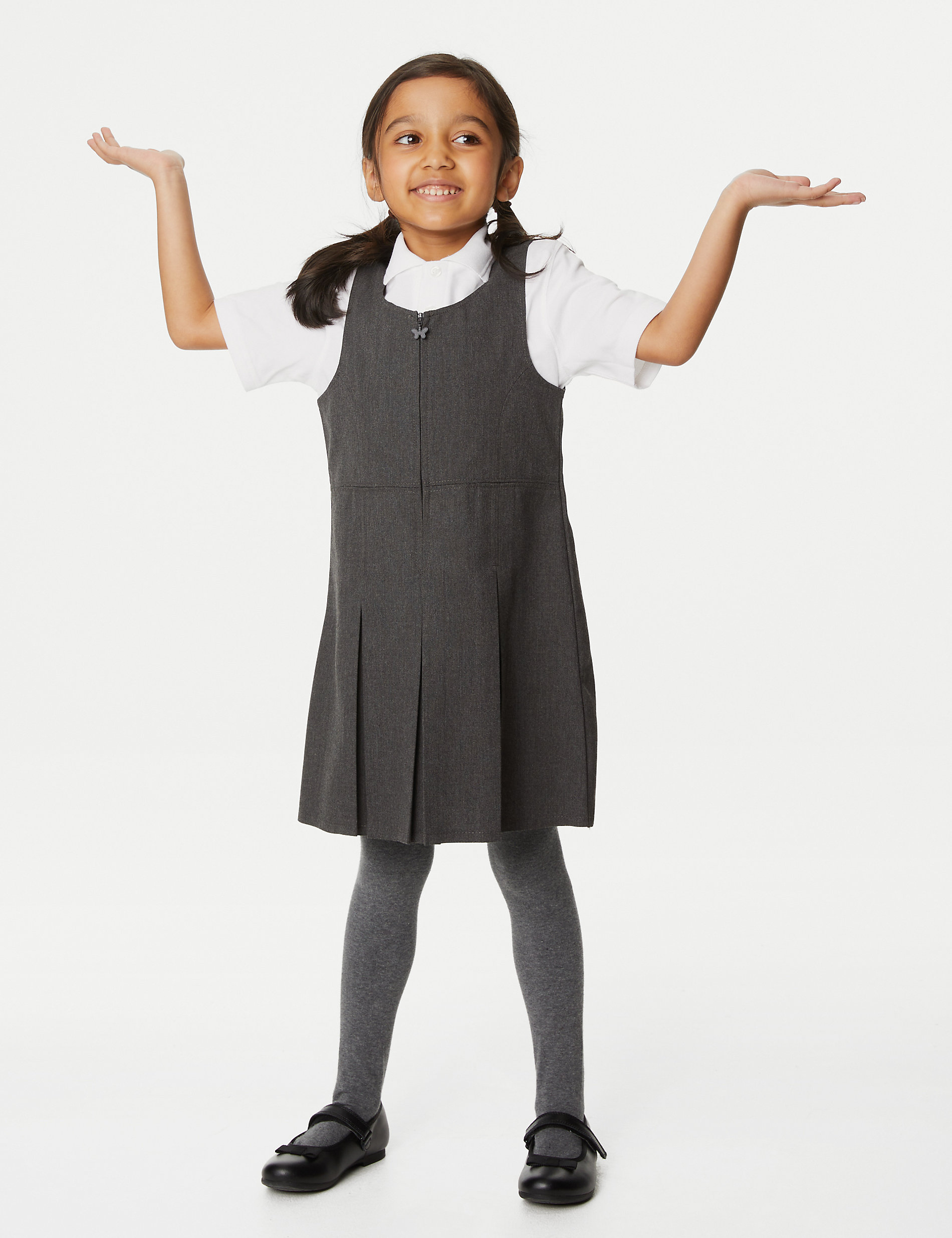Schulschürzenkleid mit Falten in Übergröße (2–12 Jahre)
