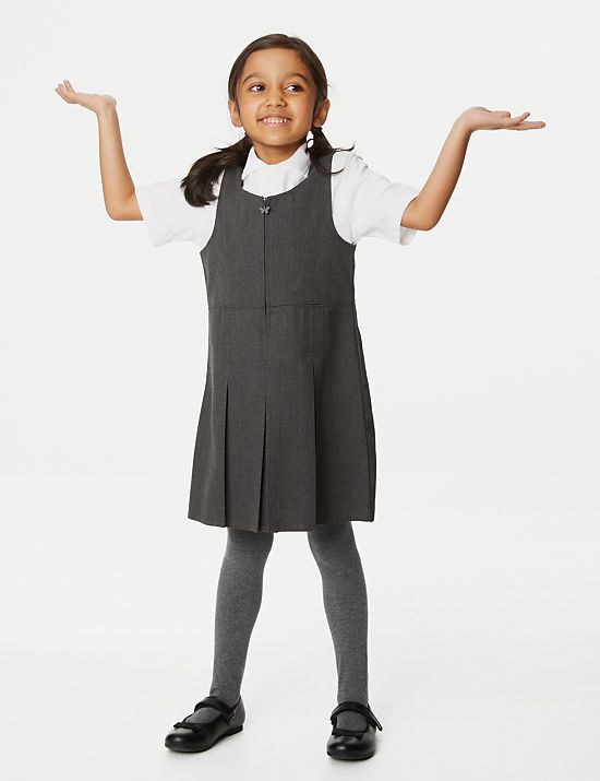 女童超大版型褶裥学院风围裙装（2-12 岁）