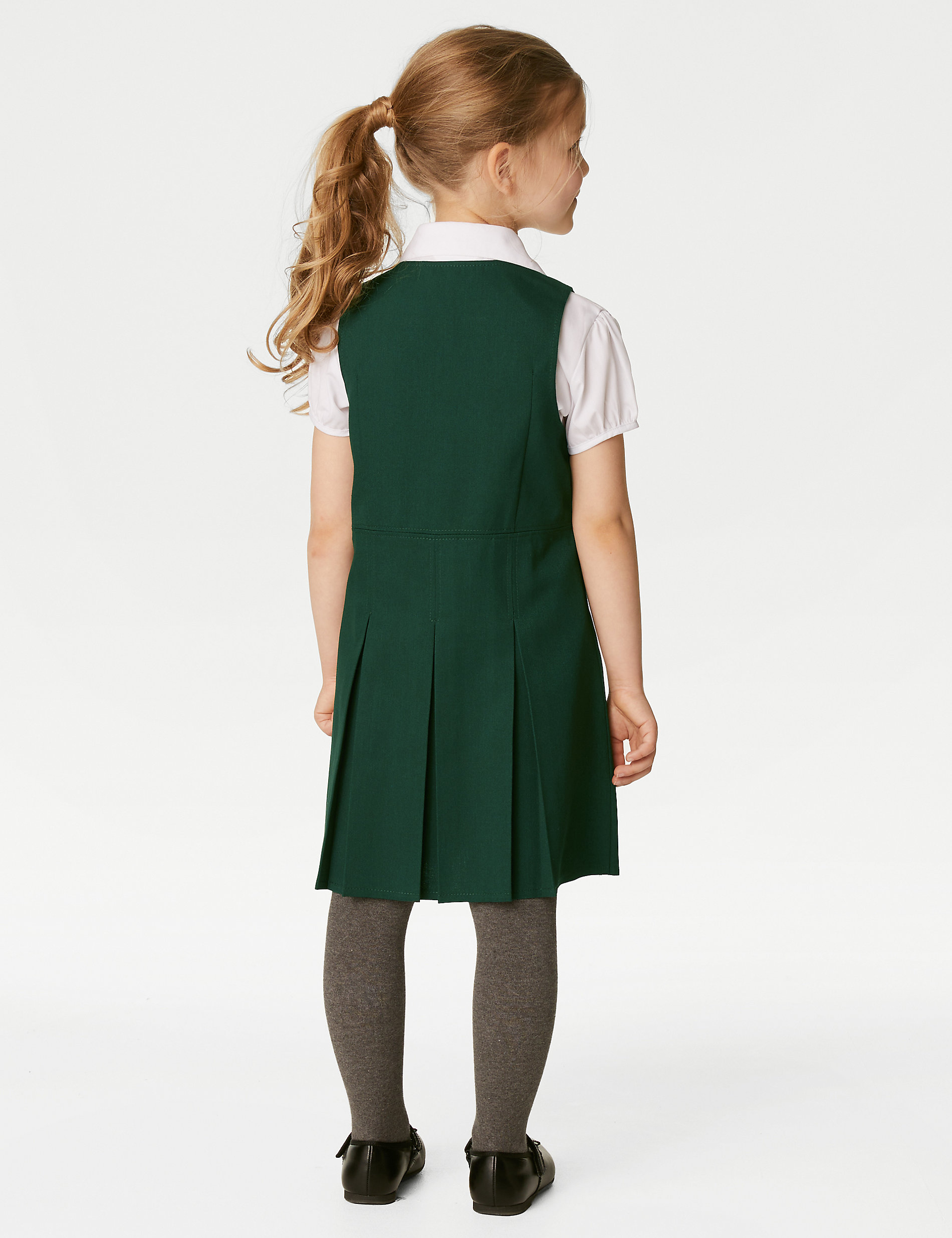 女孩永久褶裥学生围裙装（2-12 岁）