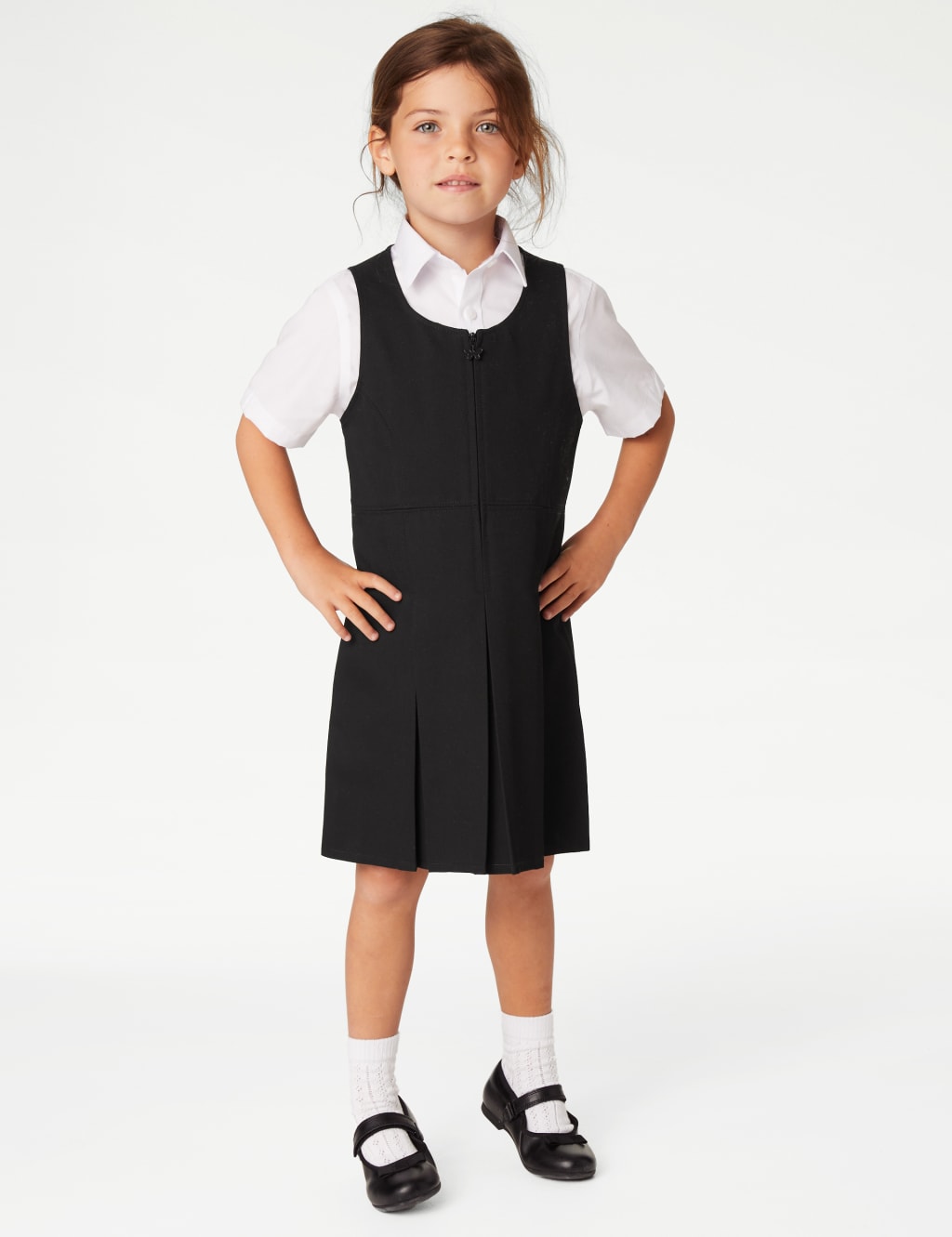 Girls' Pleated School Pinafore  (2-12 Yrs)