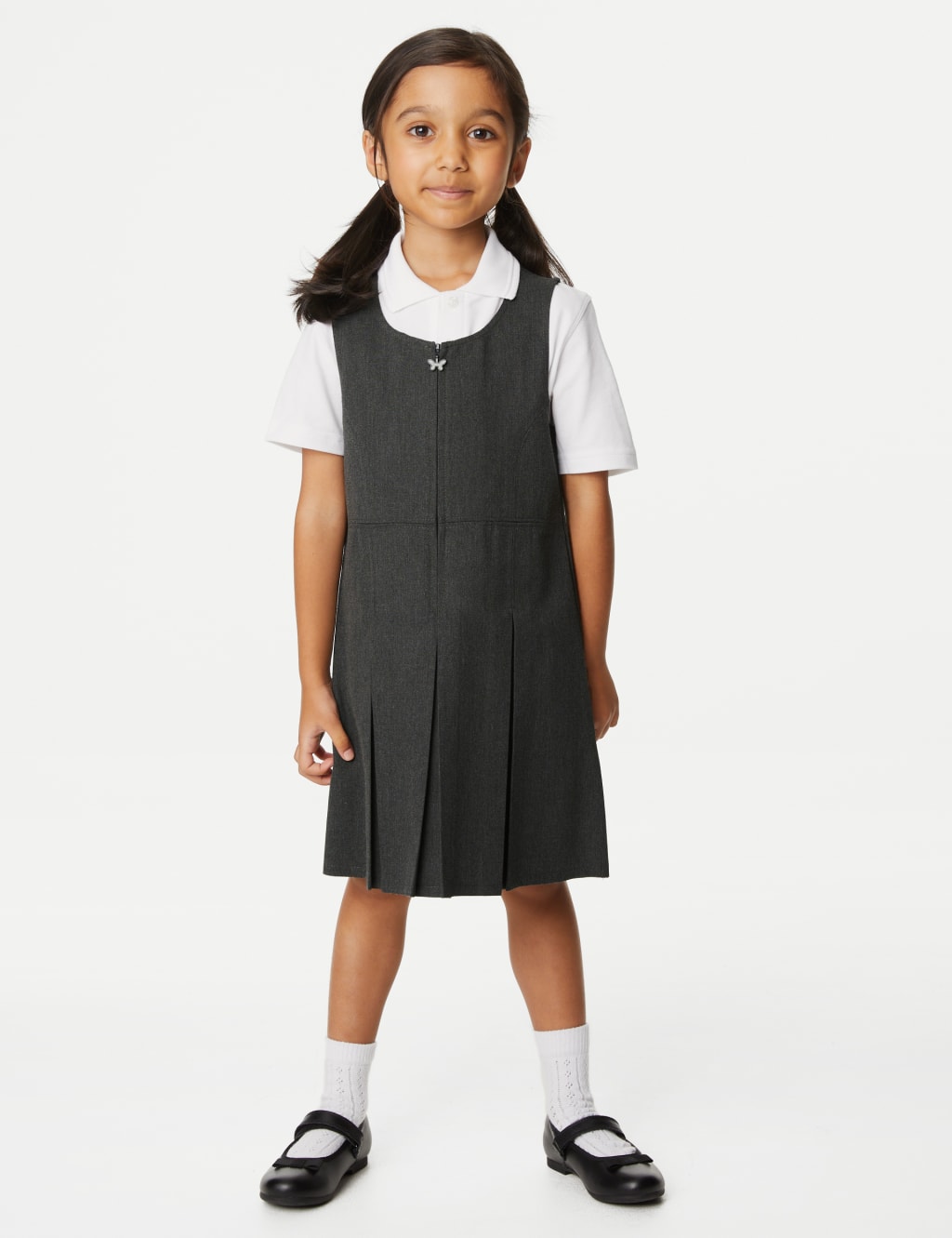 Girls' Longer Length Pleated School Pinafore (2-12 Yrs) image 1