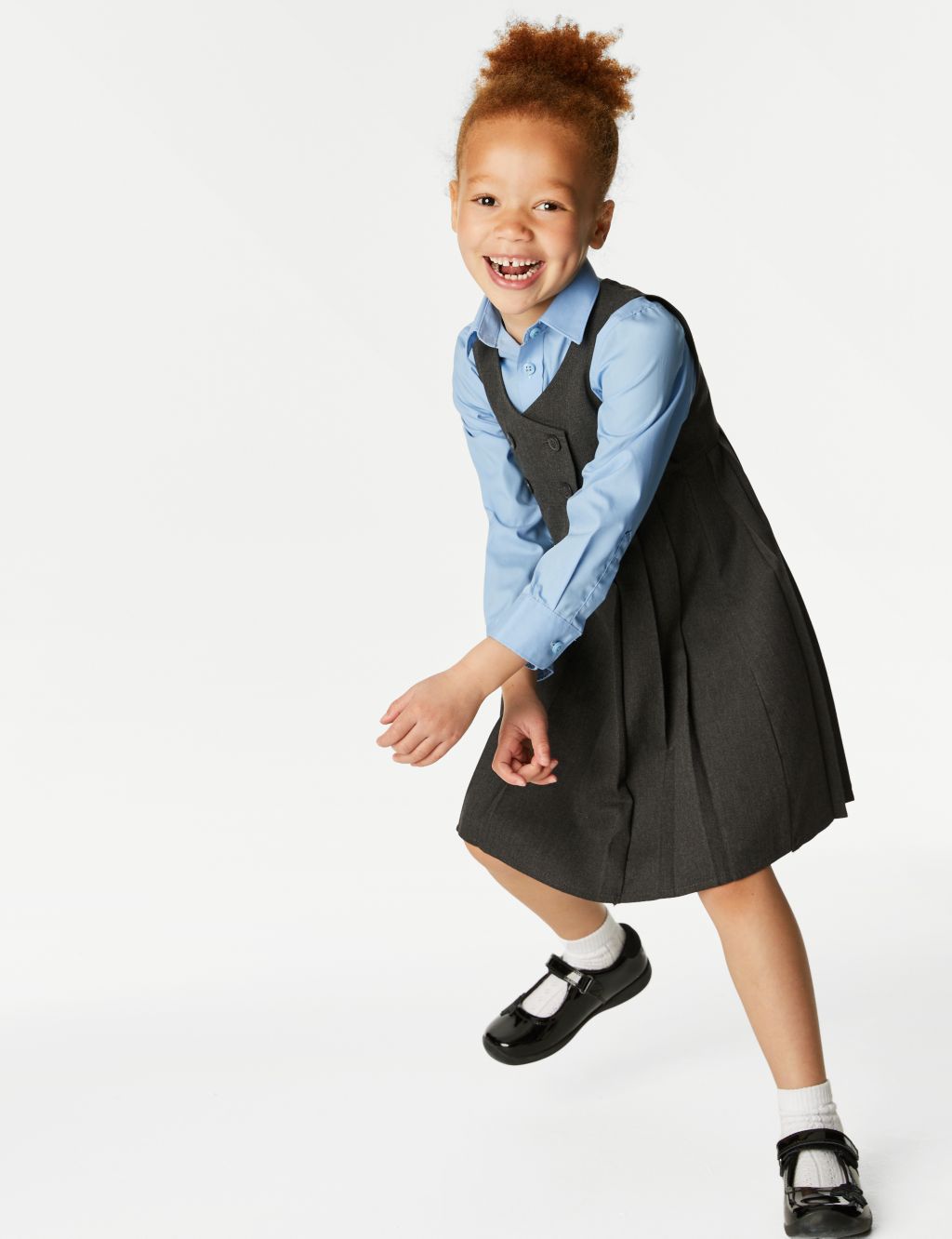 Girls' Double Breasted School Pinafore (2-12 Yrs)