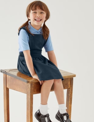 Girls blue outlet pinafore