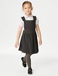 שמלת סינר מבד ג'רסי עם סלסולים ליום-יום לילדות (2-‏12 שנים)