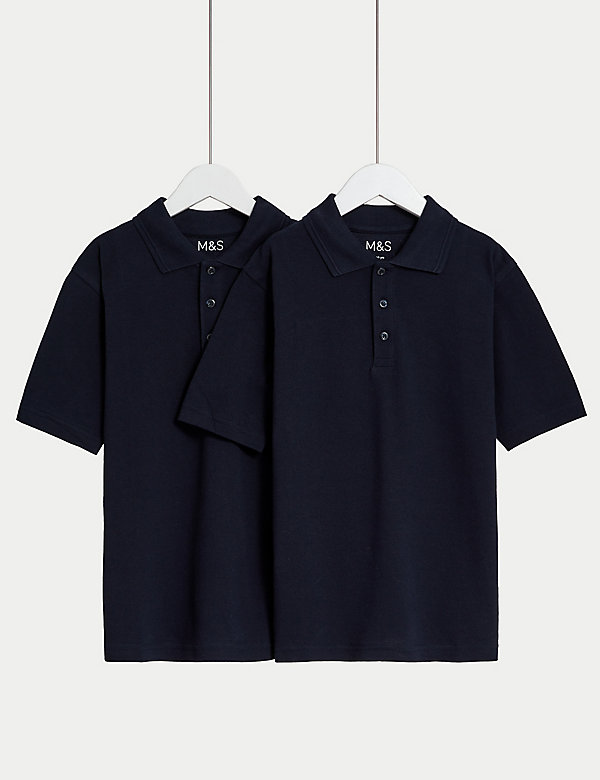 2pk Unisex Pure Cotton School Polo Shirts (2-18 Yrs) - LV