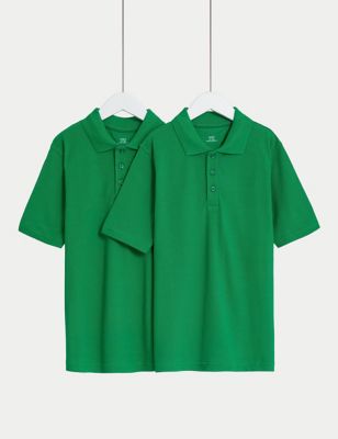 2pk Unisex Pure Cotton School Polo Shirts (2-18 Yrs) - CA