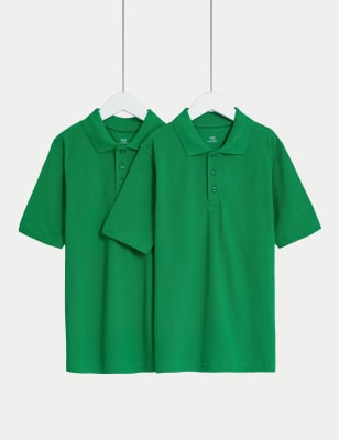 2pk Unisex Pure Cotton School Polo Shirts (2-18 Yrs) - NZ