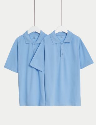 

Unisex,Boys,Girls M&S Collection 2pk Unisex Pure Cotton School Polo Shirts (2-18 Yrs) - Pale Blue, Pale Blue