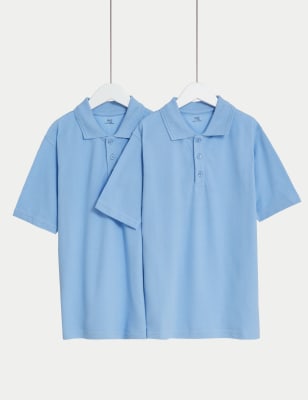 2pk Unisex Pure Cotton School Polo Shirts (2-18 Yrs)