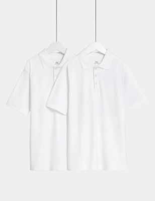 

Unisex,Boys,Girls M&S Collection 2pk Unisex Pure Cotton School Polo Shirts (2-18 Yrs) - White, White