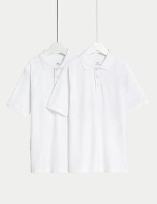 

M&S Collection Pack de 2 polos escolares unisex 100% algodón (2-18 años) - White, White