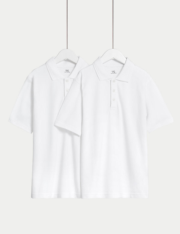 2pk Unisex Easy Dressing School Polo Shirts (2-18 Yrs) - TW