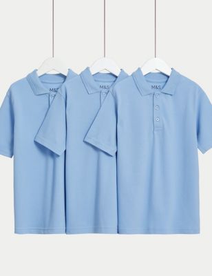 3pk Unisex Stain Resist School Polo Shirts (2-18 Yrs) - DK