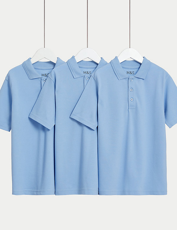 3pk Unisex Stain Resist School Polo Shirts (2-18 Yrs) - KR