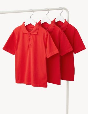 3pk Unisex Pure Cotton School Polo Shirts (2-16 Yrs)