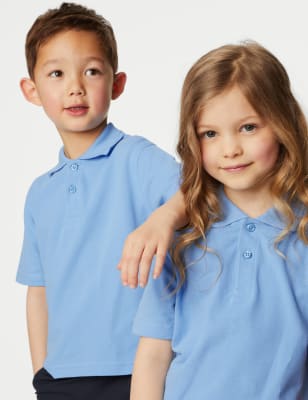 3pk Unisex Pure Cotton School Polo Shirts (2-16 Yrs)