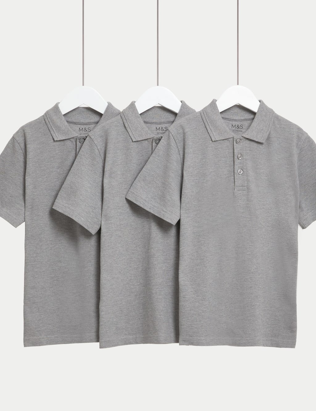3pk Unisex Pure Cotton School Polo Shirts (2-16 Yrs) image 2