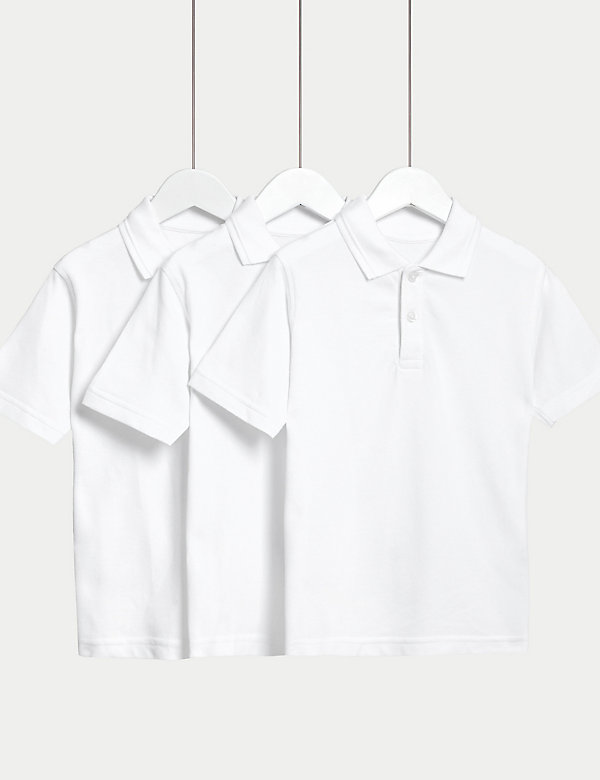 3pk Unisex Pure Cotton School Polo Shirts (2-16 Yrs) - CA