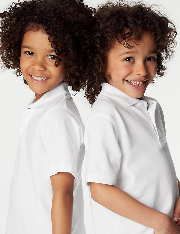 3pk Unisex Pure Cotton School Polo Shirts (2-16 Yrs) - LU
