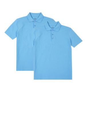 M&S Boys 2pk Boys' Stain Resist School Polo Shirts (2-16 Yrs)