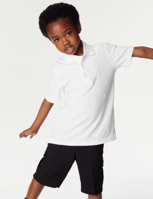 M&S Boys 2pk Boy's Stain Resist School Polo Shirts (2-16 Yrs) - 2-3 Y - White, White