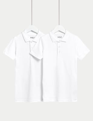 2pk Boys' Slim Stain Resist School Polo Shirts (2-16 Yrs)