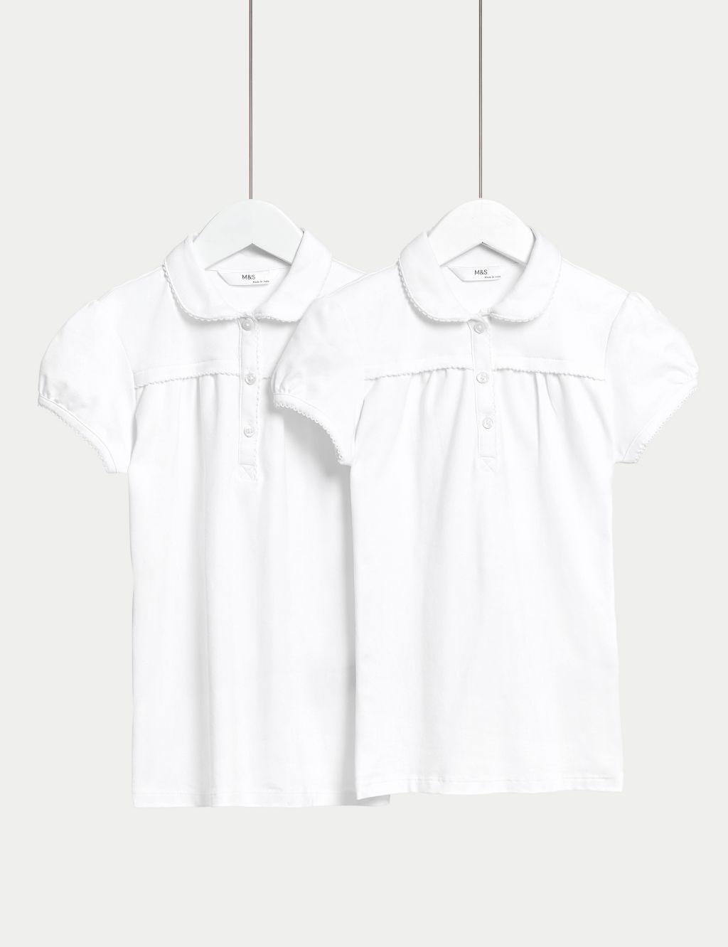2pk Girls' Cotton Regular Fit School Polo Shirts (2-18 Yrs) image 1