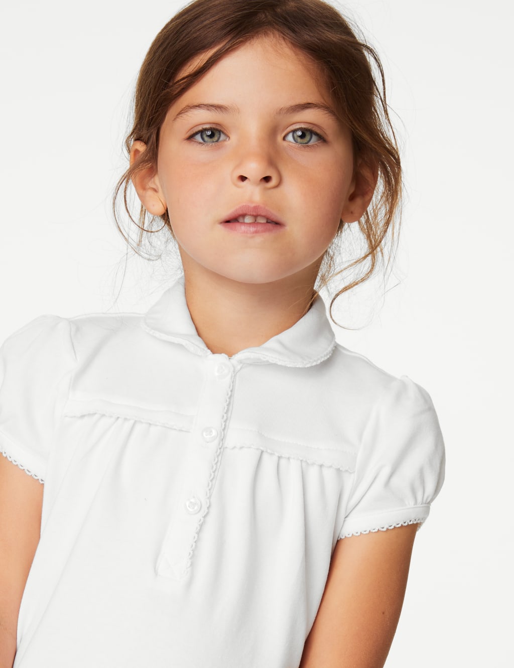 2pk Girls' Cotton Regular Fit School Polo Shirts (2-18 Yrs) image 2