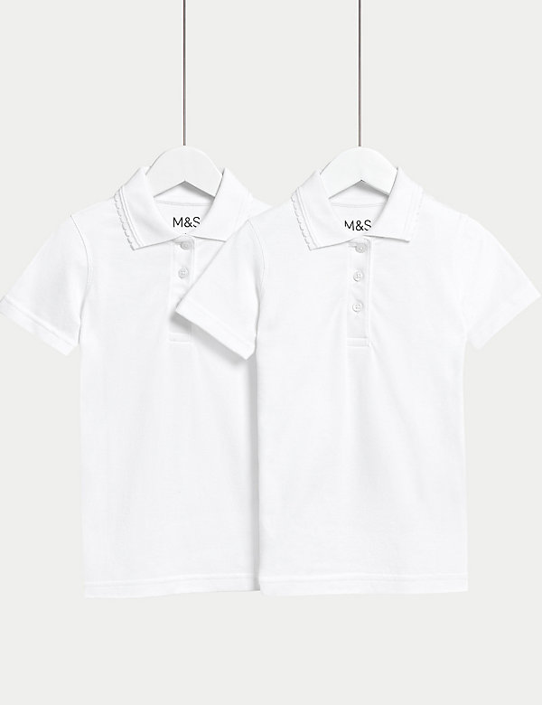 2pk Girls' Slim Fit School Polo Shirts (2-16 Yrs) - MK