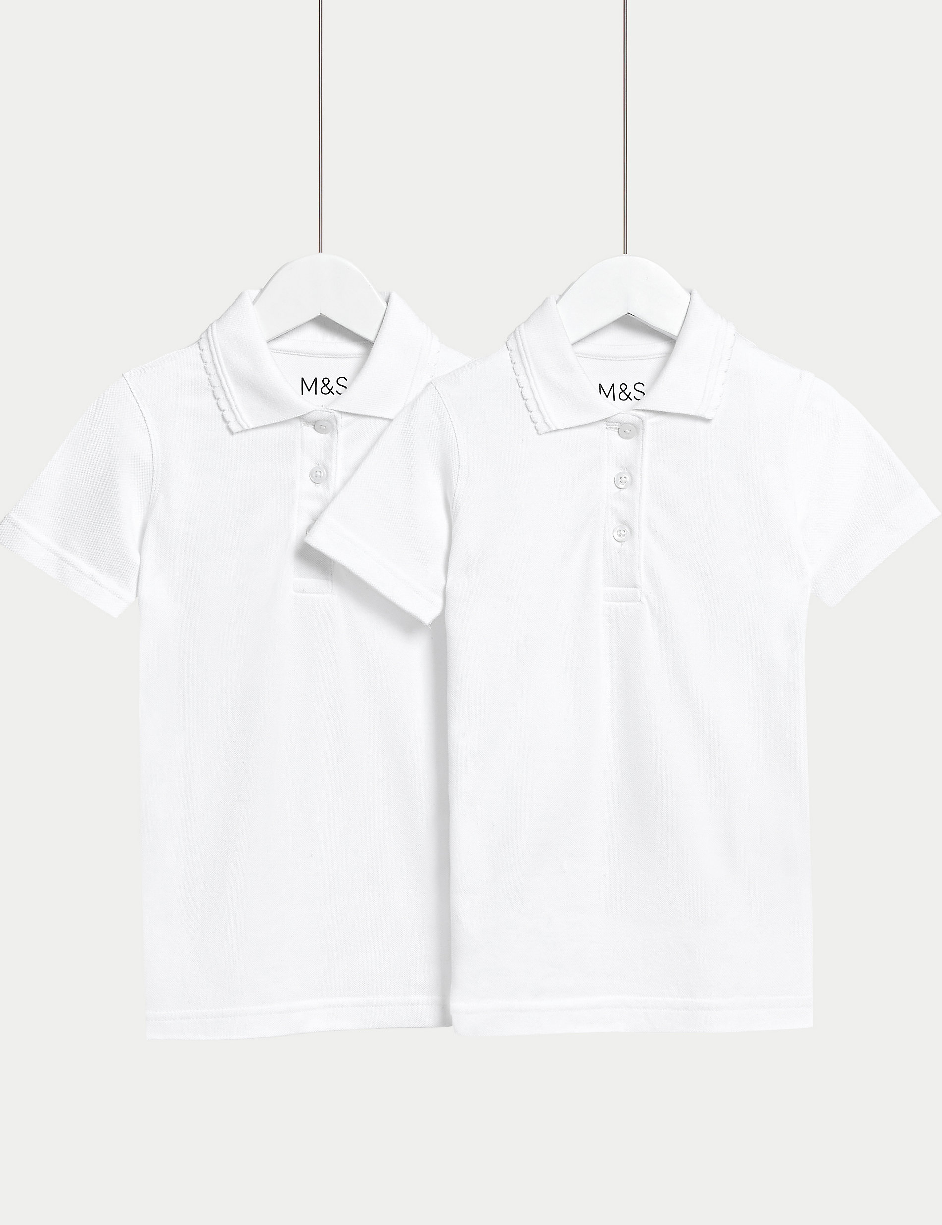 Slim Fit Girls TwinPack Polo Shirts 100% Cotton Plain School Uniform 