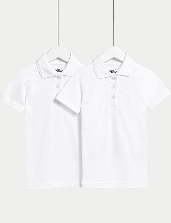 Σχολικές μπλούζες πόλο για κορίτσια με στενή εφαρμογή σε σετ των 2 (2-16 ετών)