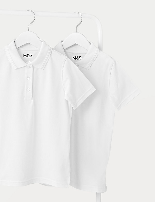2pk Girls' Slim Fit School Polo Shirts (2-16 Yrs) - OM