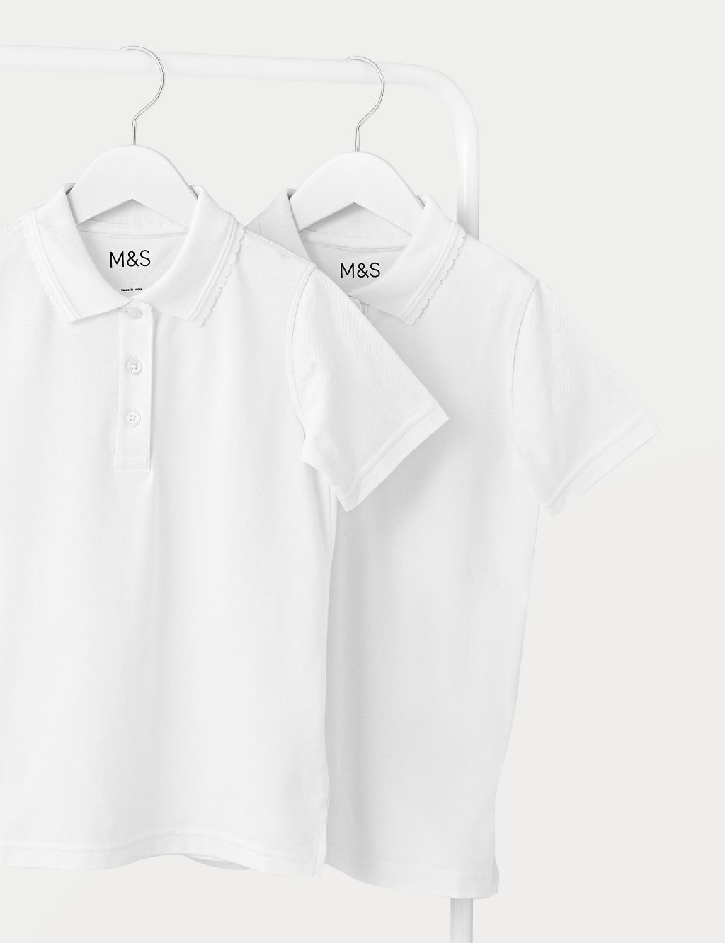 2pk Girls' Slim Fit School Polo Shirts (2-16 Yrs) image 2