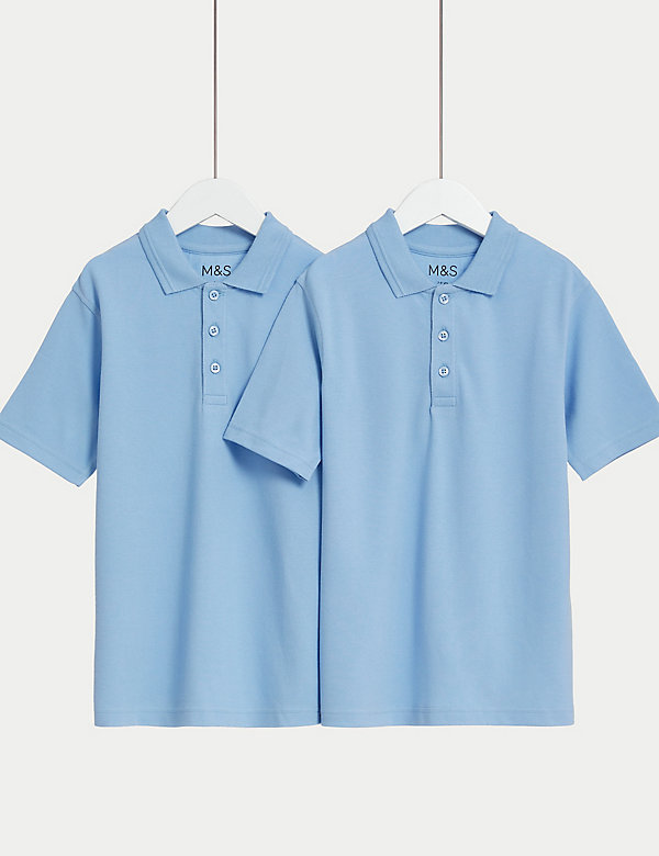 Σχολικές μπλούζες πόλο unisex με ανθεκτικότητα στους λεκέδες, σετ των 2 (2-18 ετών) - GR