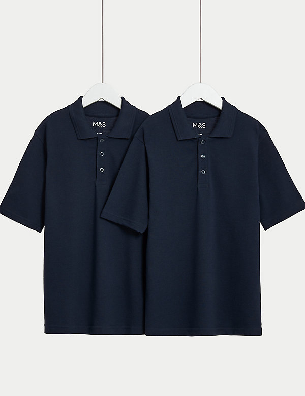 2pk Unisex Stain Resist School Polo Shirts (2-18 Yrs) - HR